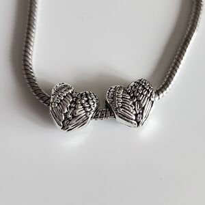 Pair of Heart Angel Wings Charm for European Style Bracelets Fits Pandora#2